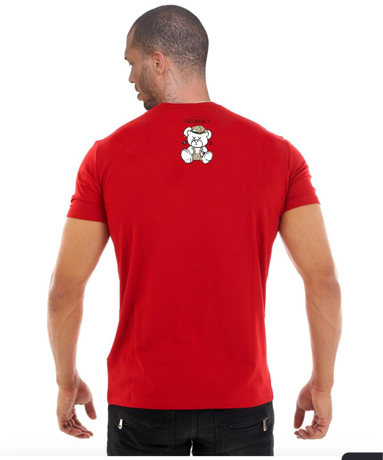 George V Red Rhinestone Designer Men’s Tee Shirt