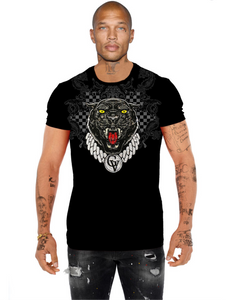 George V Black Rhinestone Designer Men’s Tee Shirt