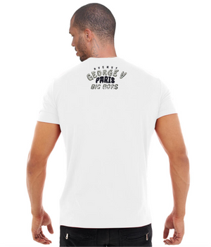 George V White Rhinestone Designer Men’s Tee Shirt