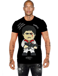 George V Scarface Rhinestone Designer Men’s Tee Shirt