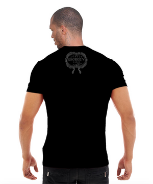 George V Black Rhinestone Designer Men’s Tee Shirt