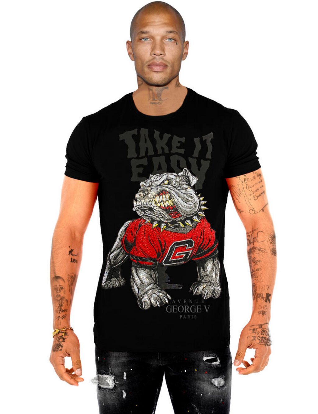 George V Black Bulldog Designer Men’s Tee Shirt