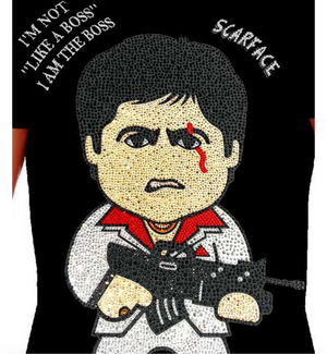 George V Scarface Rhinestone Designer Men’s Tee Shirt