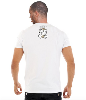 George V White Rhinestone Designer Men’s Tee Shirt