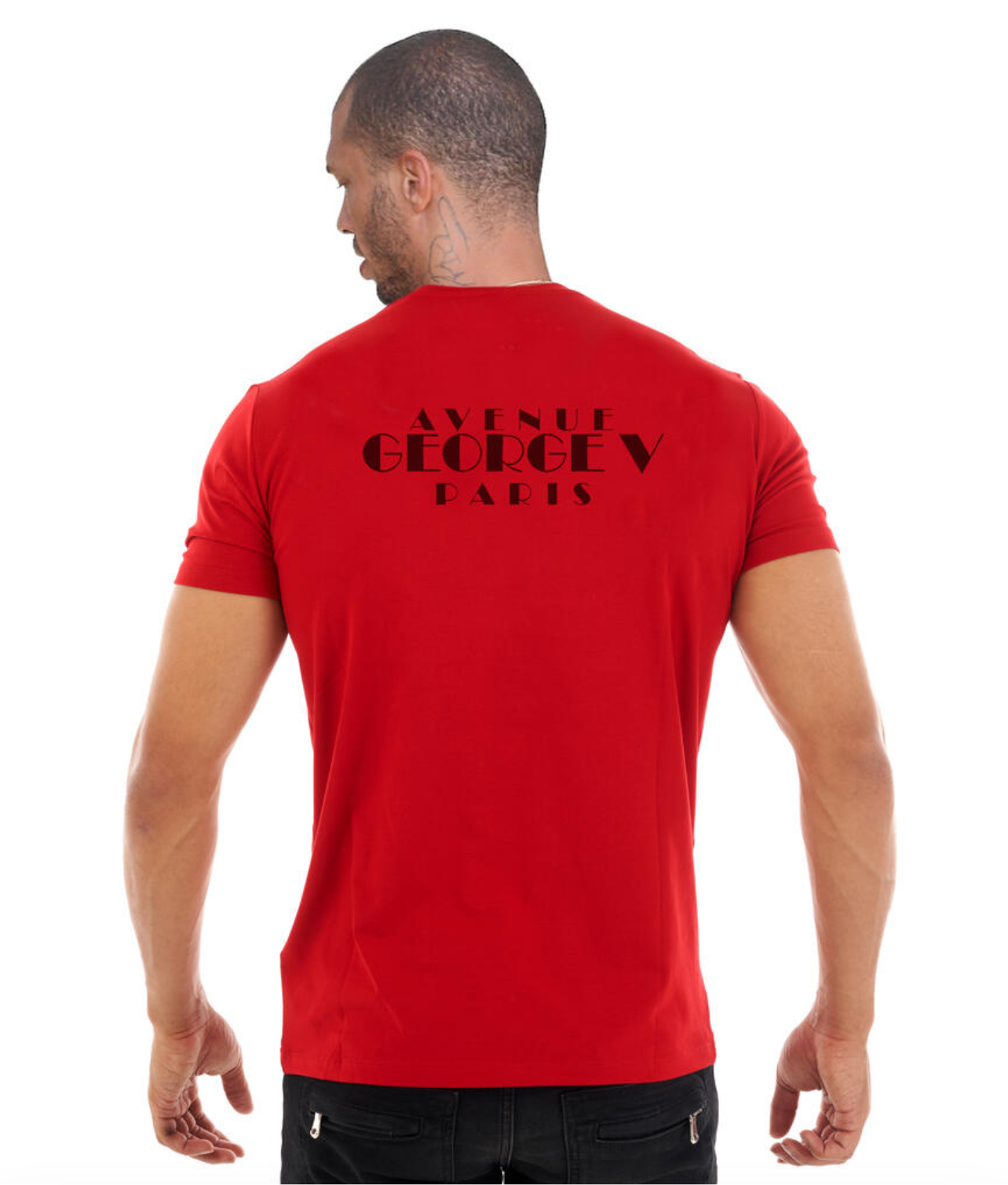 George V Red Rhinestone Designer Men’s Tee Shirt