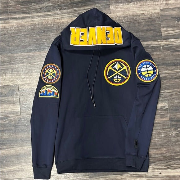 Men's Pro Standard licensed special edition Denver Nuggets Navy Sports Hoodie with Denver Patches