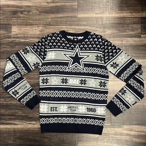 Men's FOCO Navy and Gray Dallas Cowboys licensed NFL Sports Crew Sweater