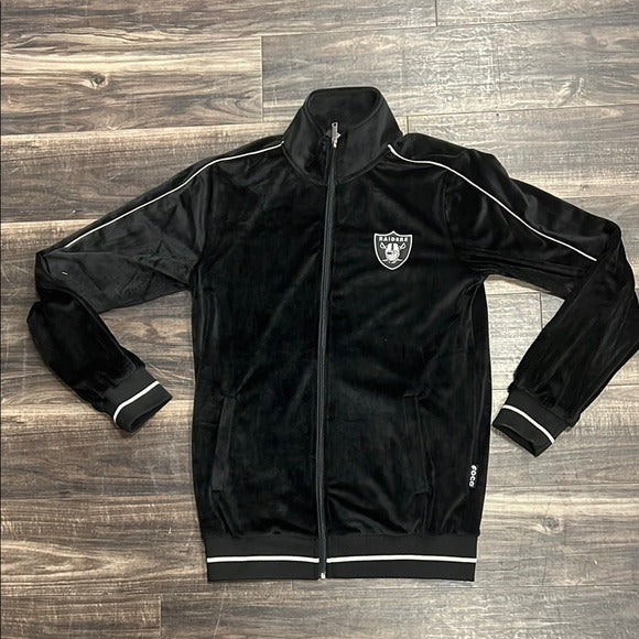 Men's Black FOCO Sports NFL Raiders, velour, licensed Track Jacket