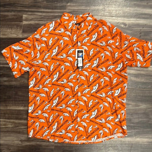 Denver Broncos Men’s NFL Sports FOCO Licensed Orange and White Casual Button Down Shirt