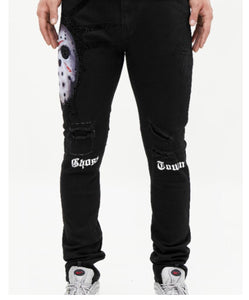 Roku Men’s Black Rhinestone Denim Jeans Pants