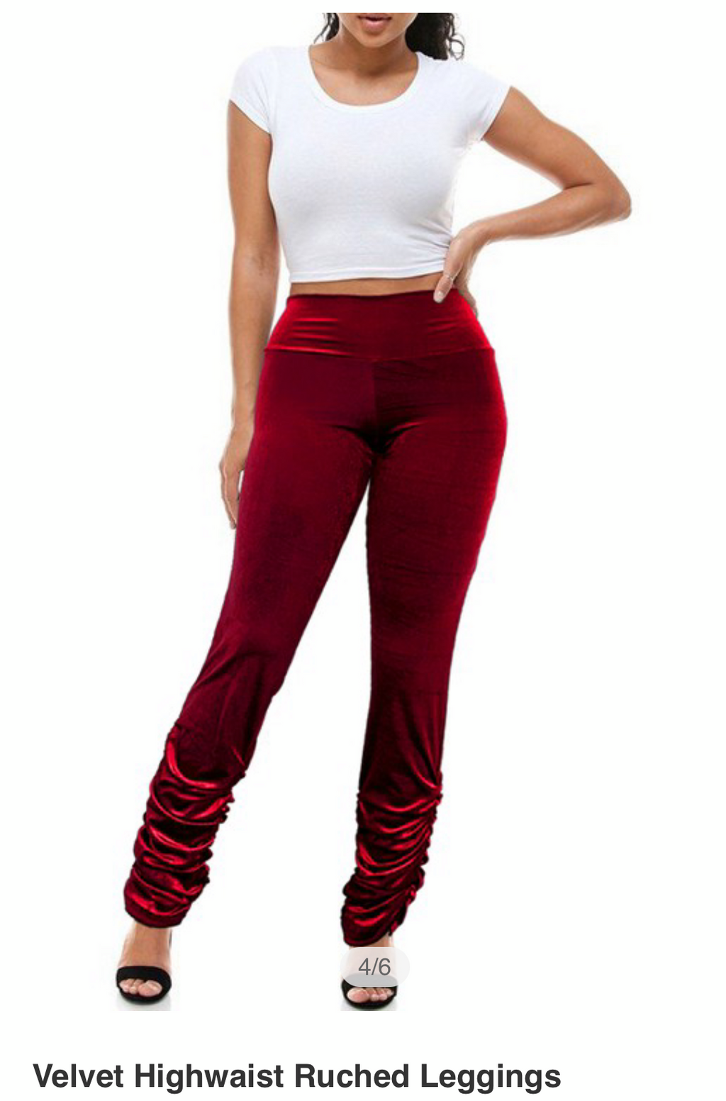 Maroon Velvet High Waist Rouched Stack Pants