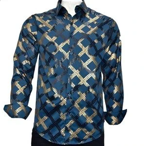 Italian Designer Men's Long Sleeve Button Up Dress Shirt