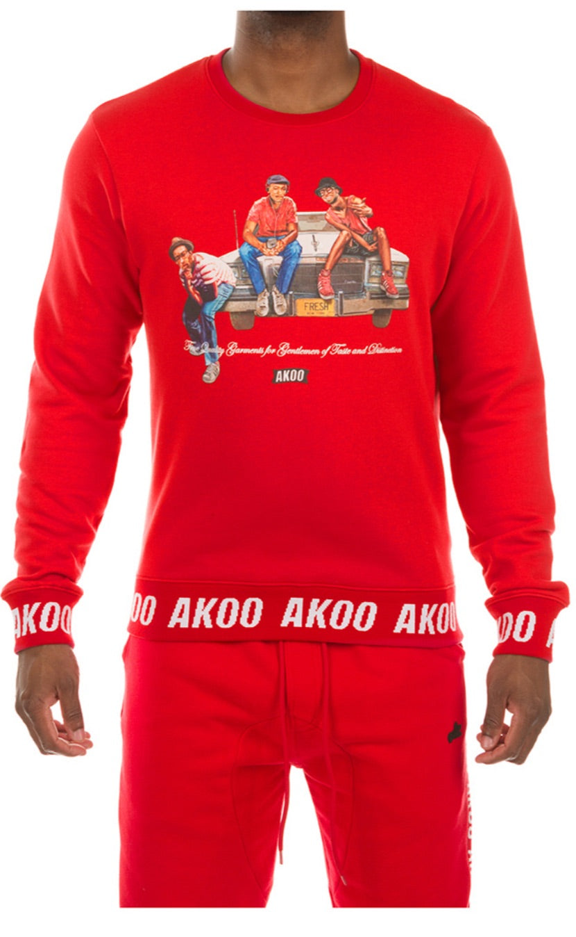 Akoo Men’s Red Logo Sweatsuit 2 Piece Set