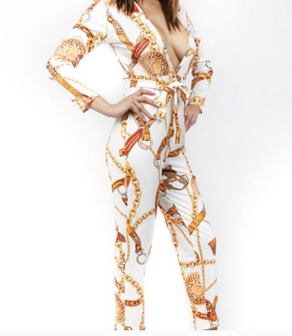 Chain print jumpsuit shop