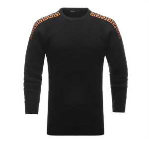 Italian Designer Men’s Black Crew Neck Chain Print Sweater Shirt