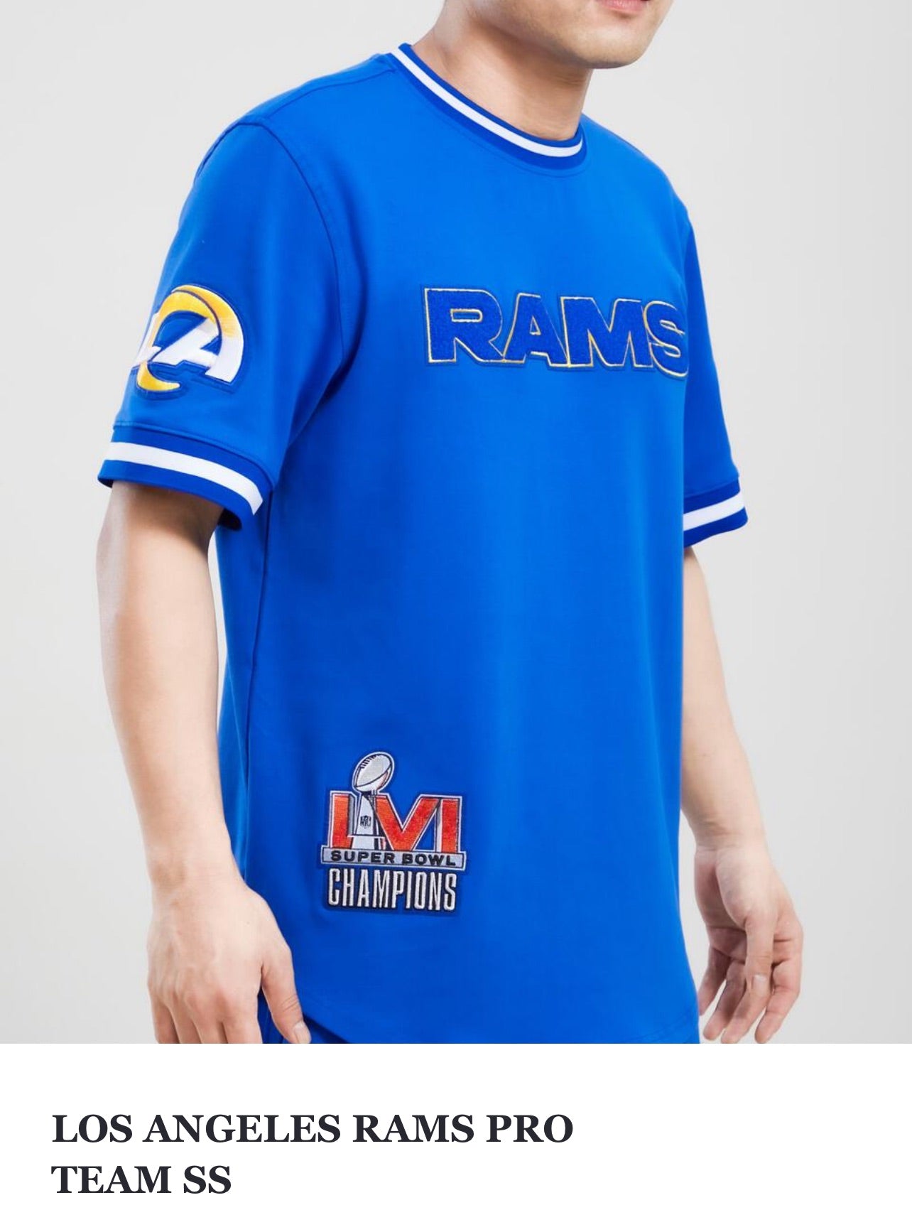 la rams gear Pro Standard Sports Men's LA Rams Blue Jersey Tee Shirt – Unleashed Streetwear and Apparel
