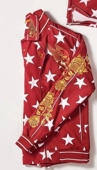 Men’s Reason Brand Red Star Dragon Gold Trim Track Jacket