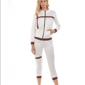 White 2 Piece Outfit Set Capri Stretchy