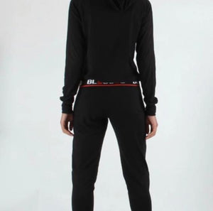Blessed Black Red Stripe 2 Piece Hooded Sweat Suit