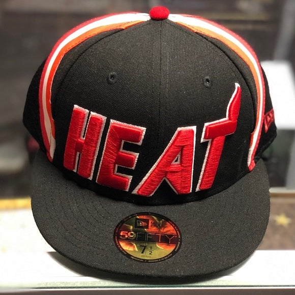 New era 7 1/2 Miami Heats Hat Black Fitted