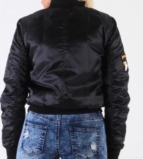 Women’s Black White Military Style Bomber Puffer Jacket